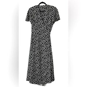 Wrap dress long maxi  | floral black white | Y2K | Jaeger | vintage 80s 90s